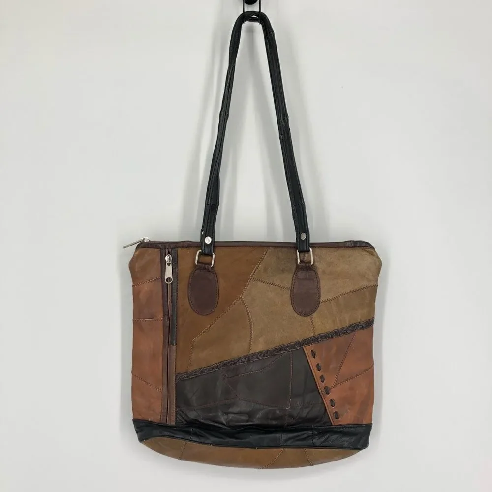 ‎Faux Leather Multicolored Patchwork Purse